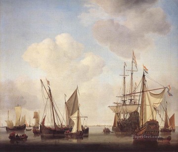 Warships At Amsterdam marine Willem van de Velde the Younger boat seascape Oil Paintings